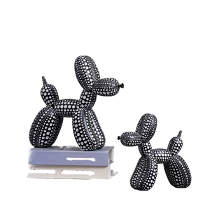 Estatua de Perro de Resina Pintada a Mano con Diseño de Puntos Blancos y Negros, Estilo Chic y Artístico de Newpoint, Decoración para el Hogar, Regalo - Product Image 1