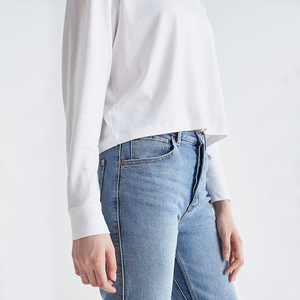 Women Relaxed Fit <strong>Bamboo</strong> Long Sleeve Cropped Top <strong>t</strong> <strong>Shirt</strong> for Women Made With Organic <strong>Bamboo</strong> and Natural Cotton Fabrics With logo - Product Image 2