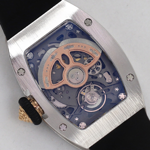 Montre-bracelet automatique Artisan Moissanite Diamond Timepiece Tonneau Ultra Fine Squelette pour Hommes et Femmes, Montre Phare de la Série Front Row - Product Image 5