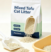Litière pour chat végétale au tofu mélangé, soluble dans l'eau, jetable aux toilettes, écologique, agglomération rapide, changement de couleur, faible poussière, contrôle des odeurs, 0,5 kg