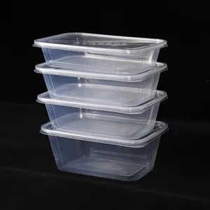 Wholesale 500ml 650ml 750ml 1000ml Rectangle Plastic Food Containers With Lid