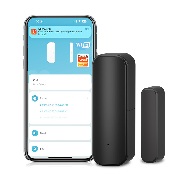 Tuya Wireless Multi-Function Door Window Sensor WIFI Door Magnet Detector Black Color Door Open Close Sensor