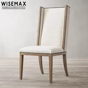 Meubles WISEMAX Chaises de restaurant modernes de luxe sans accoudoirs Meubles de salle à manger Chaises de salle à manger en bois massif avec revêtement en tissu