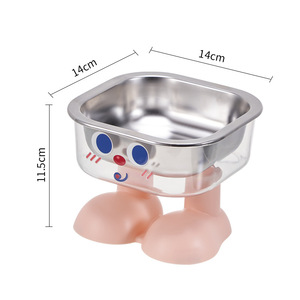Cuenco para gatos de acero inoxidable con soporte, diseño antideslizante para comida y agua para mascotas, plato de alimentación de forma cuadrada, 14x14x11,5 cm - Product Image 5