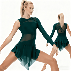 Bán Buôn Của Phụ Nữ Hiện Đại Ly Tình Khiêu Vũ Trang Phục Trở Lại Vô Hình Dây Kéo Spandex/Nylon Bộ Hiệu Suất Mặc - Product Image 6