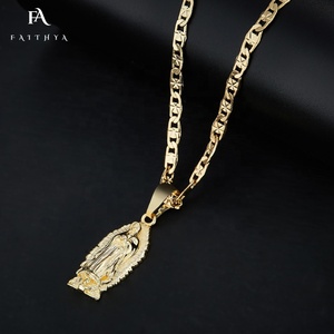 FP1045 or laminé bijoux religieux De baptême pour femmes, collier en laiton or 18K <span class=keywords><strong>pendentif</strong></span> De vierge marie - Product Image 3