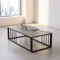 Table basse rectangulaire moderne et durable en marbre, pour salon, petit appartement, avec structure en métal