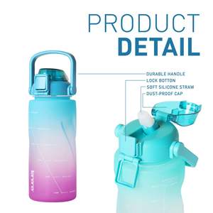 <span class=keywords><strong>Tanana</strong></span> personnalisé 64oz sans BPA Tritan matériel plastique rappeler de boire motivationnel Sport boire tasse bouteille d'eau - Product Image 3