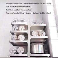 Estante de almacenamiento de cocina de acero inoxidable, estante de almacenamiento de utensilios de cocina ajustable de varias capas, estante de almacenamiento multifuncional para el hogar
