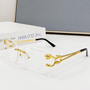Frameless Chamfered Sunglasses Metal Frame UV400 Unisex High End <b>Eyewear</b> For Women - Product Image 2