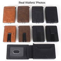 Portefeuille RFID Pop-up en Gros pour Hommes, Porte-cartes de Crédit Mince en Aluminium avec Pince à Billets, Fenêtre d'Identité, Portefeuille Bifold en Cuir PU, Logo Personnalisé