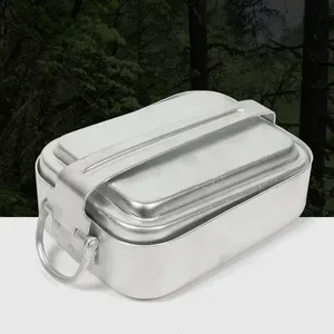 Ensemble de cuisine de <span class=keywords><strong>camping</strong></span> en alliage d'aluminium pour l'extérieur, style classique, avec cantine, boîte à lunch, boîte à dîner, équipement de cuisson pour la randonnée et le pique-nique BX28 - Product Image 4