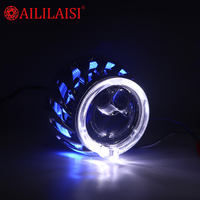 Cache-roue dynamique à LED bicolore commutable, lentille de projecteur de voiture bi-xénon de 2,5 pouces avec doubles anneaux lumineux Angel Eyes