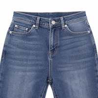 Jean droit vintage à taille mi-haute en maille côtelée à séchage rapide pour femme, coupe cheville, Cloud Over 30W / 29L