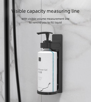 AOLQ Nouveau Distributeur de Shampooing et Après-Shampooing Magnétique Rechargeable en ABS 300ml avec Support pour Gel Douche, Idéal pour Salle de Bain et Salle de Sport