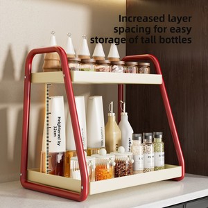 Étagère à épices de <span class=keywords><strong>cuisine</strong></span> à 2 niveaux, organisateur de comptoir sans assemblage, support autoportant pour huile, vinaigre et assaisonnements, nouveau rangement de style chinois - Product Image 4