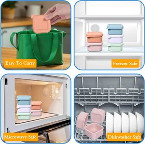 Contenitori per snack in silicone, piccoli contenitori riutilizzabili con coperchi, contenitori in silicone riutilizzabili per la preparazione dei pasti, set di contenitori per il pranzo tipo bento. - Product Image 6
