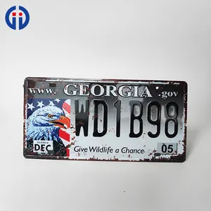 Custom Like Antique Metal Car License Plate Customized Logo Number Aluminum Embossed Hanging Car Tin USA License Plate