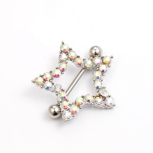 Anillos de Pezón Personalizados <span class=keywords><strong>Gaby</strong></span>, Recién Llegados, Forma de Estrella, Anillos de Pezón de Acero Inoxidable, Joyería para Piercing Corporal - Product Image 3