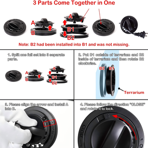 REPTIZOO RK0117 Terrarium Personnalisé pour Tortues et Lézards 24 Gal 90 L, Cage pour Reptiles avec Côtés en Verre Entier, Motif Uni, Boîte Noire - Product Image 6