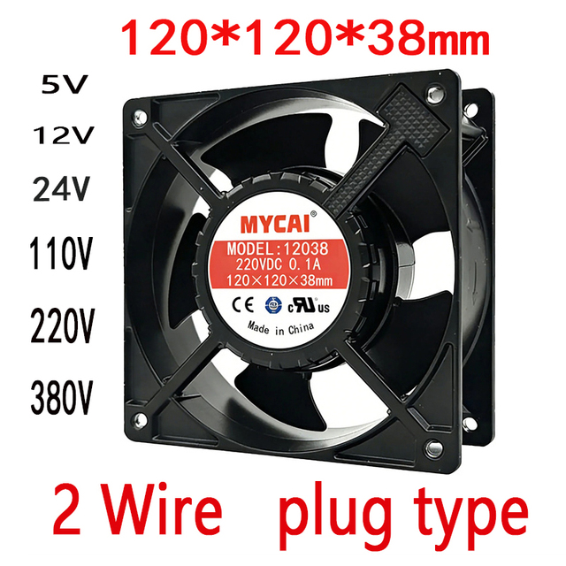 120*120*38mm 12038 Silent Axial Fan 5V 12V 24V 110V 220V 380V Low Noise High Airflow Cooler Fan for Computer Case Cabinet