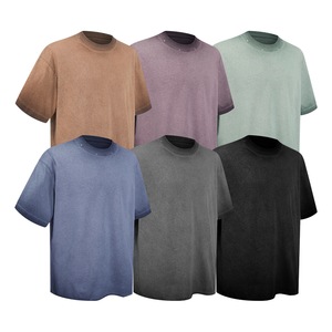 เสื้อยืดแขนสั้นผ้าฝ้ายแท้ 275 กรัม รุ่นใหม่ พร้อมเทคนิคการกระจาย<span class=keywords><strong>สี</strong></span>ที่ด้านหลังและขอบเสื้อแบบทำเก่า สำหรับผู้ชาย - Product Image 1