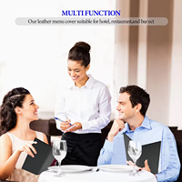 Promotion Menu couverture Style Double pli panneau pour Restaurant cafés 4.25X11 "2 Page Menu titulaire Menu couvre livre en cuir
