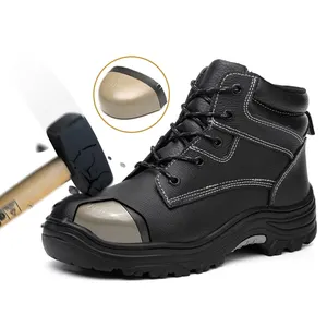 JIANKUN-Botas de trabajo con punta de acero para hombre, de cuero genuino S3, botas de vaquero de goma para mujer