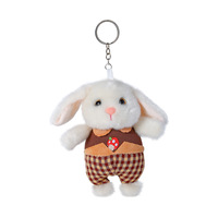 Pendentif Lapin en Peluche à Motif Écossais de Dessin Animé, Breloque de Sac Unisexe, Accessoires Porte-clés, Polyester Coton PP
