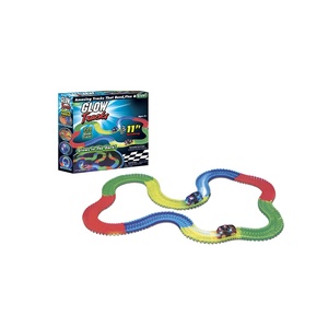 Kit de bricolage pour enfants Longxi, jouet véhicule, pistes lumineuses, circuit de voitures, <span class=keywords><strong>course</strong></span> de voitures lumineuses dans le noir, <span class=keywords><strong>jouets</strong></span> éducatifs, 220 pièces, <span class=keywords><strong>course</strong></span> pop 1:64 - Product Image 1