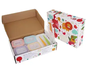 IKOO气密玻璃食品存储套装婴儿用防漏容器配硅胶勺子婴儿饭盒套装