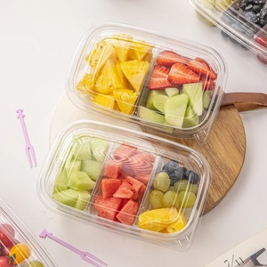 Boîte d'emballage en plastique transparente pour la coupe de fruits 1234 compartiments conteneur de plateau de yaourt aux fruits fraîchement coupés avec couvercle - Product Image 2