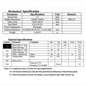 Layar LCD tinta E reflektif 3.1 inci, ringan SPI/I2C dengan Area aktif 68.38x38.81mm 6.5g - Product Image 5