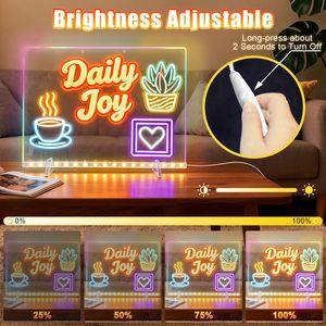 Tableau de dessin lumineux effaçable transfrontalier, en acrylique fluorescent, pour écrire, veilleuse, tableau de messages, jouet pour enfants - Product Image 1