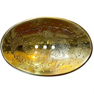 Oval Brass Soap Dish Traditional Metal Sink Tray Easy To Clean <b>Bathroom</b> <b>Accessories</b> <b>Sets</b> High Quality Luxury Gold Soapdish - Product Image 1