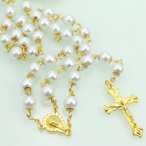 Rozenkransen Kralen Crucifix Katholiek Religieuze Kettingen En Armbanden Set Goud Metalen Kruis Zinklegering Katholieke Medailles Verguld - Product Image 5