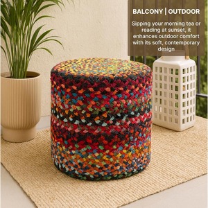 Most Selling Jute Ottoman Pouffe Handmade Round Floor Cushion <b>Footrest</b> for Boho Home Decoration Available For Sale - Product Image 3