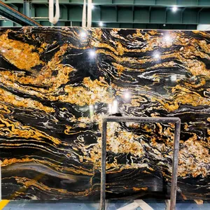 2021 Top Quality natural black granite with gold veins luruxy black grantie with gold veins