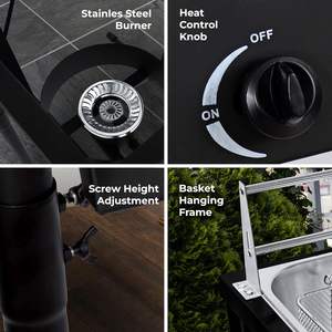 Penggorengan Gas Vertikal Komersial Luar Ruangan, Penggorengan Gas Propana Dua Tingkat, Portabel dan Dapat Dilepas dengan 2 Keranjang & Tutup Stainless Steel - Product Image 3