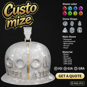 Nouvel Arrivage <span class=keywords><strong>Pendentif</strong></span> Hip Hop en Argent Sterling 925 avec Moissanite, Lettre Personnalisée, Entièrement Sertie de Pierres, Grand Dôme, pour Hommes, Idéal Cadeau - Product Image 1