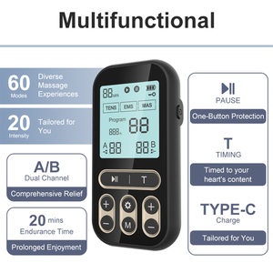 Dispositivo de Masaje TENS EMS de Doble Canal con Cable, 60 Programas de Masaje, Intensidad Ajustable y Soporte para Terapia de Cuerpo Completo - Product Image 3