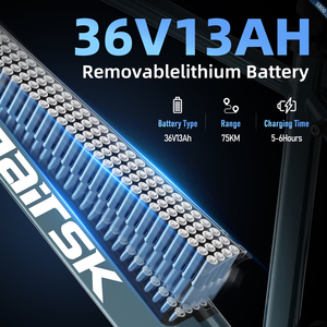 Vélo électrique Aairsk S800 avec moteur de moyeu arrière et capteur, déverrouillage intelligent par clé NFC pour la conduite urbaine et les loisirs, batterie cachée 36V 13Ah - Product Image 5