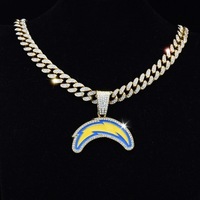 Kalung Hip Hop Aksesoris Pesta Rantai Bambu Berbahan Zirkon Buatan Laboratorium, Desain Tim NFL Los Angeles Lightning, Model Lintas Batas