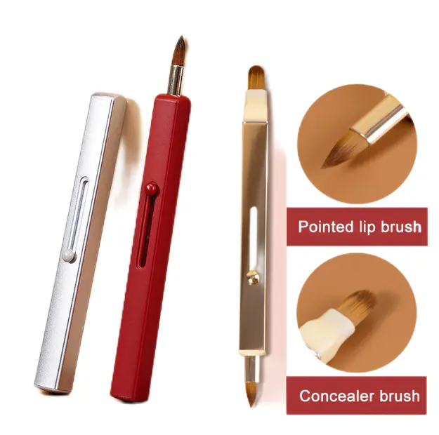 Double Head Adjustable Cosmetic Brush Portable Dual Function Lip n Concealer Brush Dual Head Travel Size Brush Makeup Tool