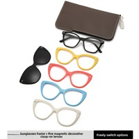 Lunettes de soleil polarisées 6-en-1 style œil de chat avec monture en TR90 et branches en acétate, verres magnétiques à clipser, protection UV400