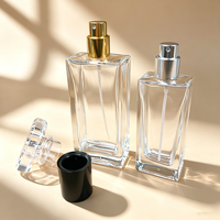Flacon de parfum de luxe en verre transparent 30 ml, flacon d'eau mat 10 ml séparé, diffuseur à pression, emballage avec impression sérigraphique