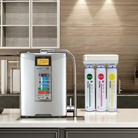 Ioniseur d'eau de comptoir japonais Buder en plastique argenté avec charbon actif, robinet électrique, système à 7 électrodes, certifié CE