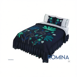 Ensemble de couette Romina, taille double, broderie florale, literie moderne pour la maison, toutes saisons - Product Image 1