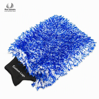 Gant de lavage de voiture en microfibre pelucheuse à poils longs, personnalisé avec logo brodé, 18x28cm, 90g, pour le nettoyage et le detailing automobile, vente en gros
