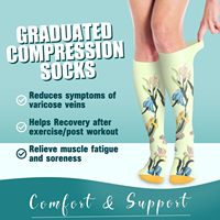 Chaussettes de compression médicales pour infirmières à motif floral en cuivre à circulation graduée, à séchage rapide, imprimées sur mesure